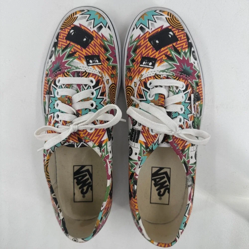 Vans Off the Wall Sneakers UNISEX Multicolor Boom Box Mixtape Cassette M8 W9.5